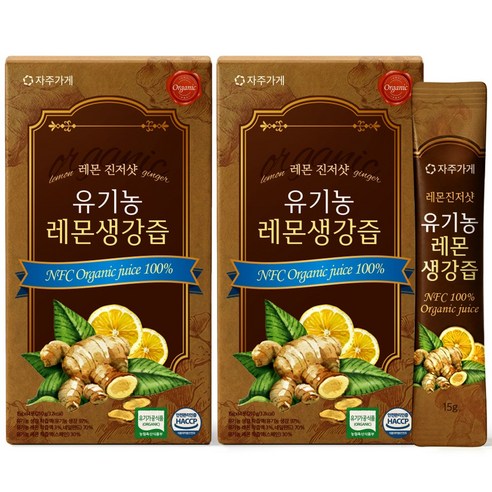 유기농 레몬생강즙 NFC 착즙 원액 스틱 자주가게, 2개, 210ml