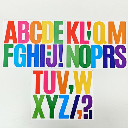 A to Z 대형 고딕 스타일 알파벳 대문자 스티커, 3세트, 레인보우