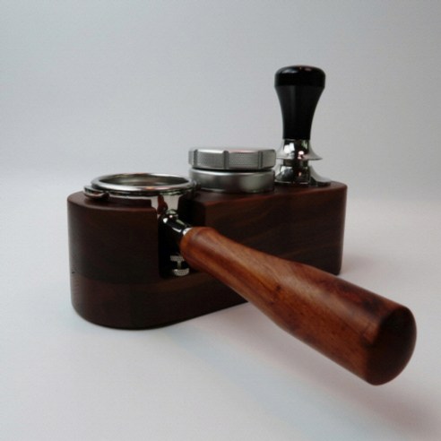 원두걸스 탬핑스테이션 포터필터 레벨링툴 거치대 베이지 51mm 54mm 호환 58mm, 58mm 월넛다크, 1개