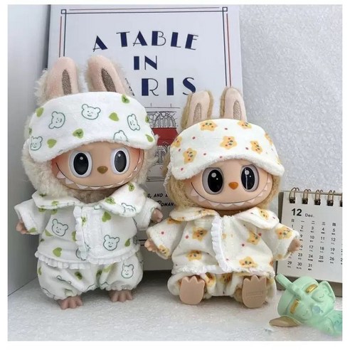 skansol 1 2 3 대 17cm 라부부 인형 옷 잠옷 3종세트, 옐로우, 1개