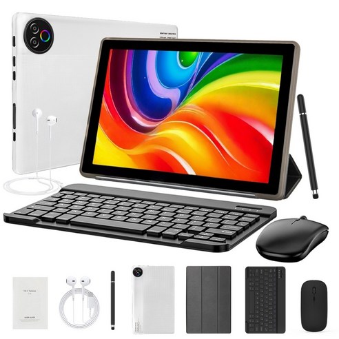 Higrace KB1001L 태블릿 PC 10.1인치 태블릿 20G+64G 안드로이드15, 화이트, 64GB, Wi-Fi