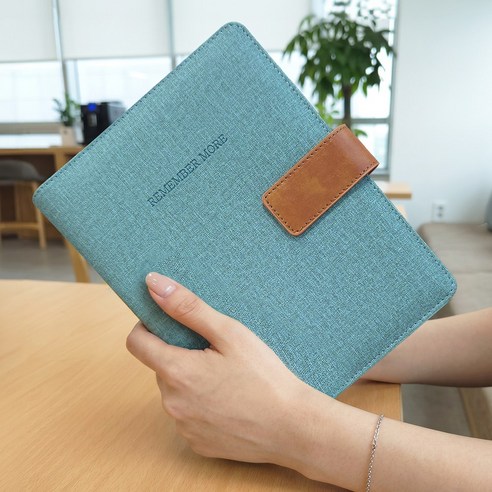 비오파파 6공 만년 업무용 A5 가죽 바인더 다이어리, 1개, 스카이