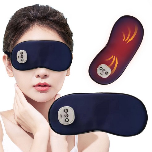Garrl 온열 마사지 안대 무선 진동 눈 마사지기 눈 쿨링 냉온안대 휴대용 수면안대, 다크 블루
