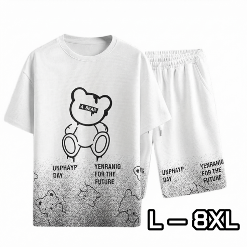 반팔티 반바지 오버핏 트레이닝 운동복 상하세트 빅사이즈남성의류 베이잉