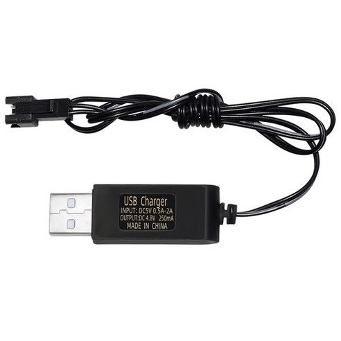올칩 4.8V SM-2P 장난감 전자기기 RC카 드론 보트 호환 충전 케이블 리튬 배터리용 USB 충전기 과충전 과전압 보호, 1개, (SM-2P) 4.8v USB충전기(블랙)