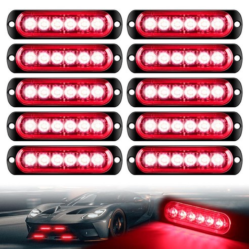 Chemini 10Pcs LED Emergency Strobe Lights Amber 4 LED Flashing Police ...