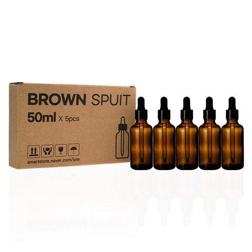 닥터보틀 갈색병 스포이드 유리용기, 스포이드 50ml, 5개, 브라운