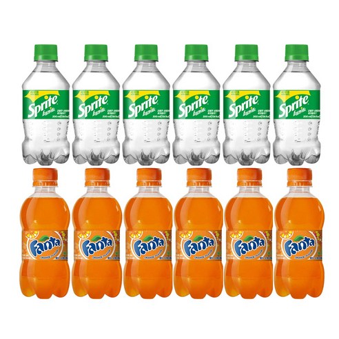 스프라이트 환타오렌지 300ml 12병 환타사이다 2종SET 음료수 미니병 사이다 휴대용 음료수 탄산음료