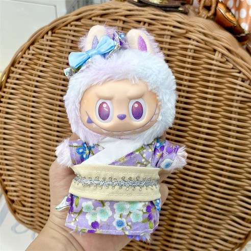 밍글밈글 라부부 인형옷 일본풍 의상, 퍼플플라워기모노, 1개