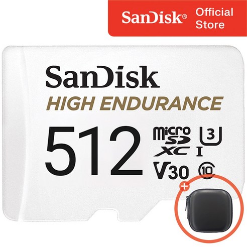 샌디스크 High Endurance 블랙박스 마이크로 SD 카드 + 보관 케이스 패키지, 512GB, 1개