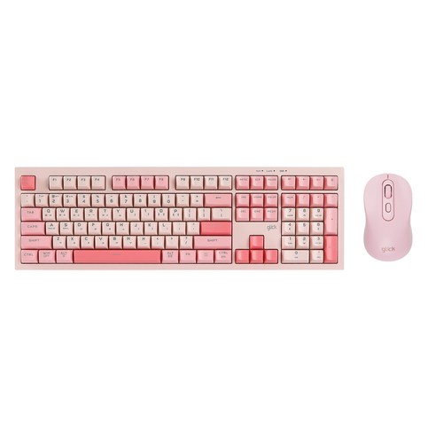 지클릭커 오피스프로 사일런스 M 무소음 무선 블루투스 108 키보드 마우스 세트, 일반형, Pink, WMK90