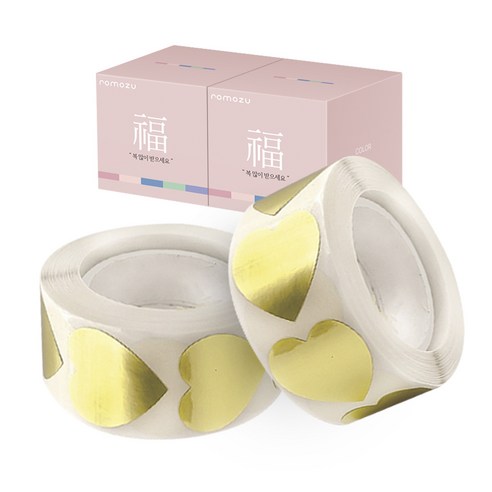 로모주 재물운 하트 스티커 500매 선물포장 1+1, 2개, 골드