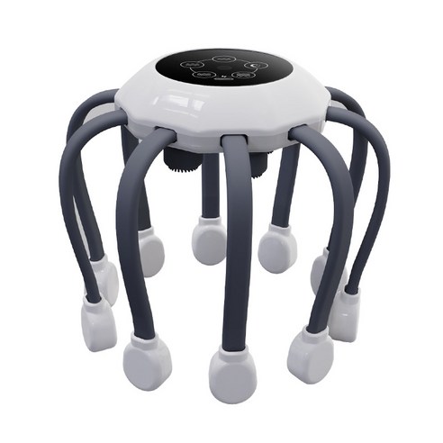 Izeriel 전동 두피 마사지기 머리 마사지기 무선 진동 머리 맛사지기 USB 충전 피로회복 안마기, 화이트