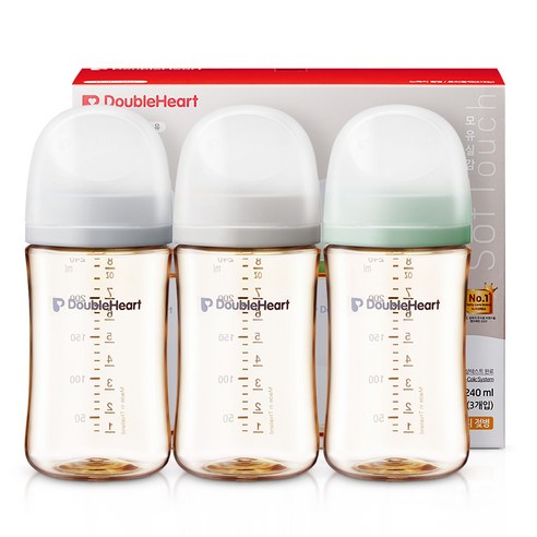 더블하트 모유실감 3세대 PPSU 젖병 트리플팩, 혼합색상, 240ml, 3개