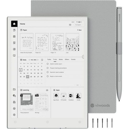 Ai팹 er Mini가 포함된 업그레이드 번들 조절 가능한 조명이 있는 8.2인치 AI E Ink 태블릿 펜이 292PPI 전자 노트북 휴대하기 편리한 230g 128GB 저장, AiPaper Mini+W2 Stylus Pro+Cov, AiPaper Mini+W2 Stylus Pro+Cov