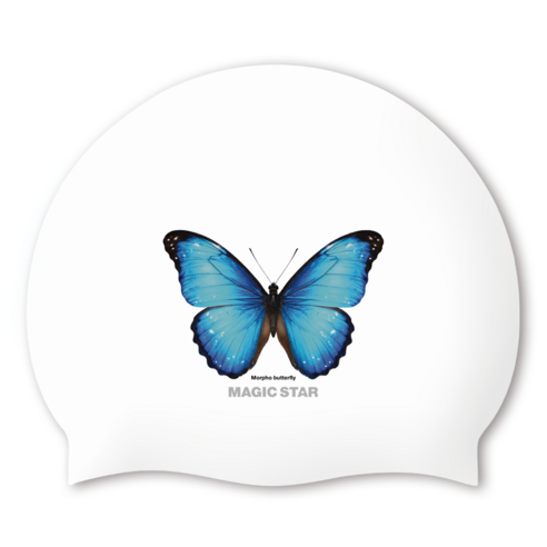 매직스타 수모 모르포 나비 수영모 (컴포트핏 Morpho 실리콘수모 MSW3FS08), 화이트, 1개
