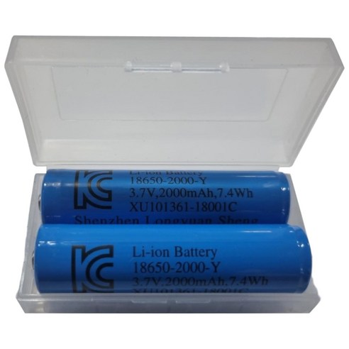 18650배터리 2000mah 2개세트 3.7v 7.4wh 충전지 충전배터리 충전