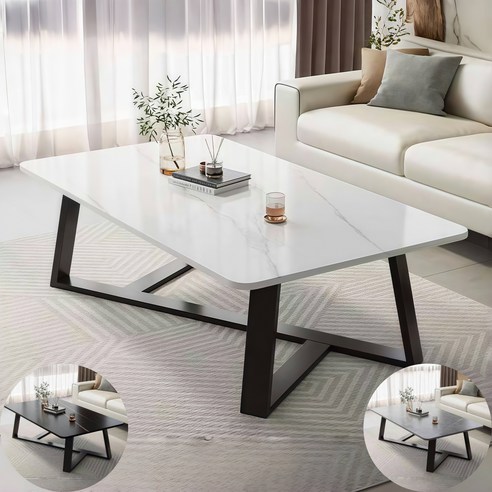 세련된 유럽풍 감성을 담은 YAPOGI 대리석 무늬 거실 테이블