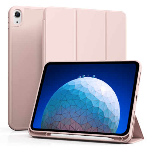 AOUB iPad 보호 케이스 펜 슬롯이 있는 전체 커버리지 낙하 방지 및 굽힘 방지 정밀한 구멍 위치 지능형 절전 및 깨우기, 분홍색, 1개