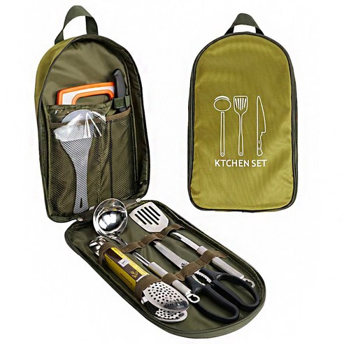 캠핑용 옥스포드 조리도구 파우치 가방, 그린, 1개