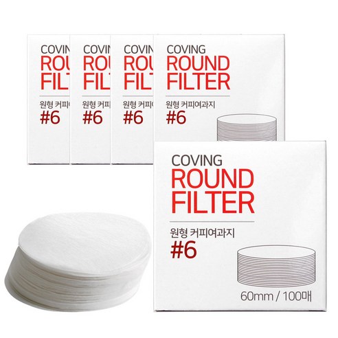 모카포트 포터필터 커피 라운드 필터 60mm 100매 5개입 세트 더치커피 종이 여과지, 5개, 100개