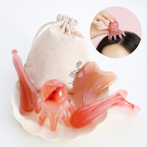 다르앤 괄사 마사지 4종세트 두피 바디 얼굴 콧대 승모근 종아리 전신 마사지기 이미지 4