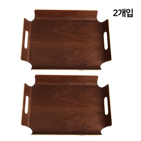 손잡이 호두나무 트레이 44cm 2개입 세트 카페 빵 우드 사각 쟁반, 2개