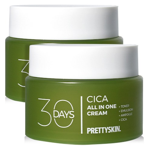 Peuriti Toner 30 Days All-in-One Sika Soothing Moisture Cream , 2 Pack , 100 ml (프리티스킨 30 Days 올인원 시카 진정 수분크림, 2개, 100ml)