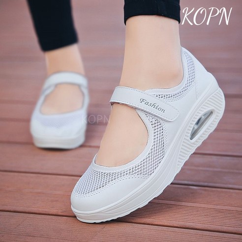 KOPN 여성 운동화 키높이 통굽 워킹화 에어쿠션 편한 스니커즈 슬립온 단화
