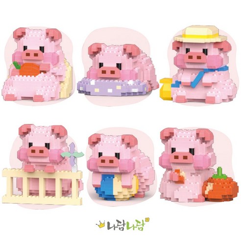 해피꿀꿀 미니돼지의하루 나노블럭 6종 세트, 1개