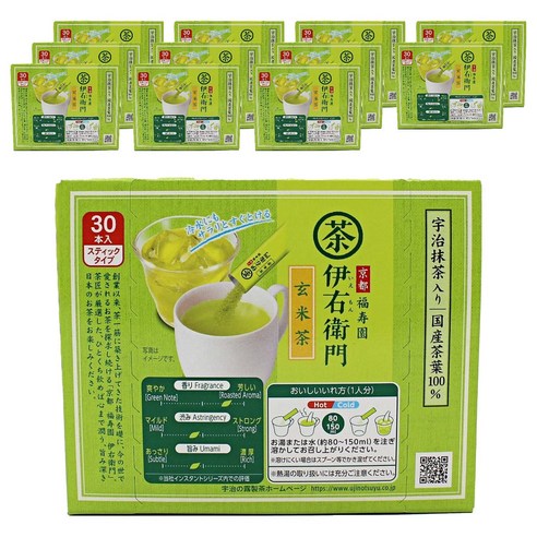 이에몬 말차 함유 현미차 스틱 타입, 800mg, 12개, 30개입