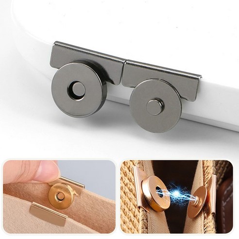 미즈코스 DIY 가방 여밈 똑딱이 자석 단추 바느질없이 간편한 에코백 부자재, 다크실버, 2개