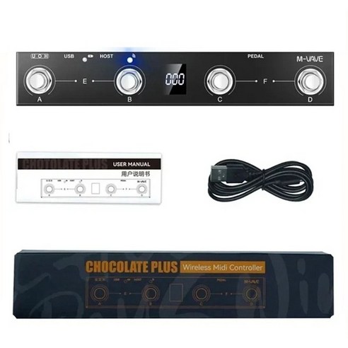 M-vave Chocolate PLUS 미디 컨트롤러 프로그래밍 가능한 무선 시스템 슈트 4 버튼 휴대용 풋 컨트롤러 페달, 1개