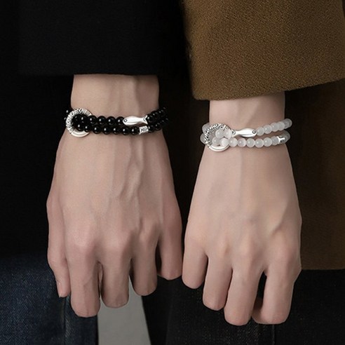 FANSYLI 1+1 커플 염주 팔찌 재물운 행운 우정 팔찌 남녀공용 팔찌 여자친구생일선물 Rt2512D23