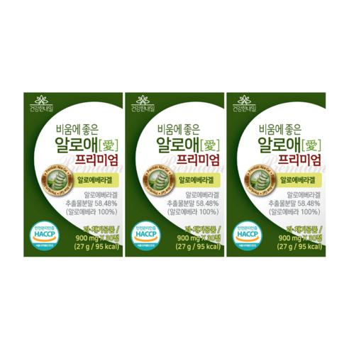 비움에좋은 알로애 알로에 장건강 식이섬유 배변활동, 30정, 3개