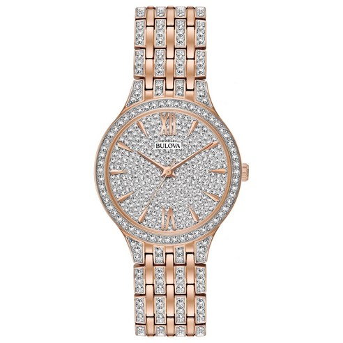 Bulova 부로바 불로바 쿼츠 여성용 팬텀 크리스탈 로즈 골드 스테인리스 스틸 시계 32mm 98L235 640064 - 시계 ...