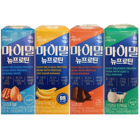 마이밀 뉴프로틴 오리지널 바나나 딥초코 산양유 (24팩) 단백질 영양식 190ml, 24개 이미지 2