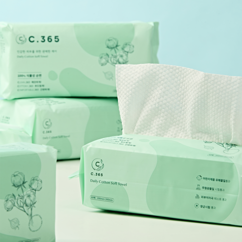 C.365 일회용 페이스타올 순면 100% 독일Dermatest 무형광 ... 솔직 후기 | 실사용자 리뷰 분석 - 상품 이미지 3