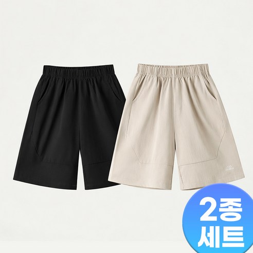 엘바리스 키즈 무지 밴딩 스포티 5부 반바지 2종세트