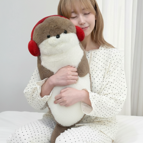 헤드셋 낀 물범 바디필로우 인형 쿠션