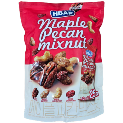 HBAF 바프 메이플 피칸 믹스넛, 30g, 25개