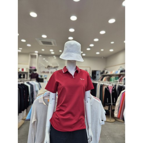 루이까스텔 여성 S/S 강아지 자수 로고 에리 히든프린트 반팔티 7LOTS403R