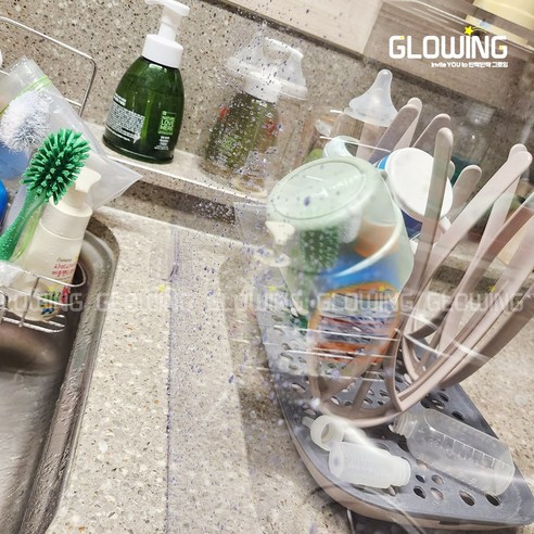 그로잉 인덕션가림막 씽크대 물튐방지가림막 정수기가림막 기름방지판 기름막이 설거지물막이 이미지 2