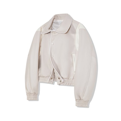 비바브라운 VIVABROWN 85-VIVA017 트리밍 라인 바시티 레더 자켓 아이보리 - 재킷 | 쿠팡