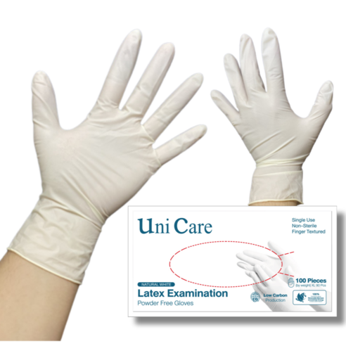 유니케어 두꺼운 손목밴딩 라텍스장갑 100매 Powder Free Glove, 1개, M, 아이보리