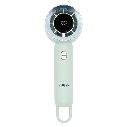 YELO 고성능 휴대용 손선풍기 BLDC 모터 LCD 디스플레이 C타입 충전 최대 10시간 사용, 그린