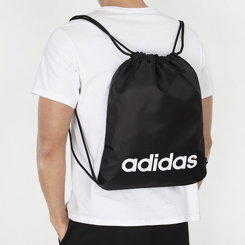 아디다스 LINEAR GYM SACK 헬스 운동 러닝 축구 농구 보조 가방 짐색 신발 주머니, black+white, 1개