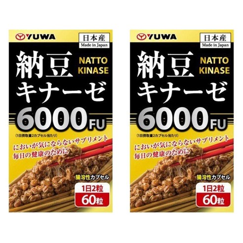 YUWA 낫토 키나아제 6000FU 캡슐, 60정, 2개