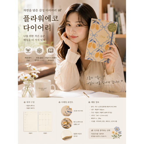 더 데일리 페이퍼 에코 레몬 패턴 패브릭 다이어리 A5 위클리 만년형 256P 하드커버, 1개, design #2