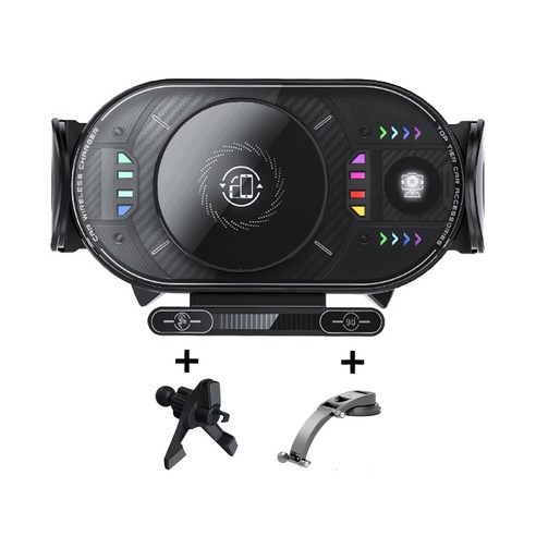 SEVOREN 차량휴대폰거치대 플립 대화면 호환 무선충전 차량용 핸드폰거치대 맥세이프거치대차량용 고속 무선충전 거치대 송풍구형+대쉬보드형, 송풍구고정+흡착고정, 블랙